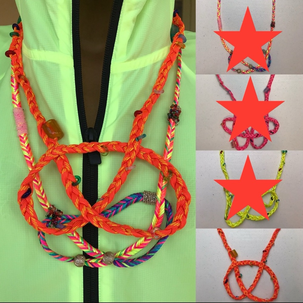 Lavender T Brand Handmade Orange Braided Cord Bead Embellished Necklace *NEW!*